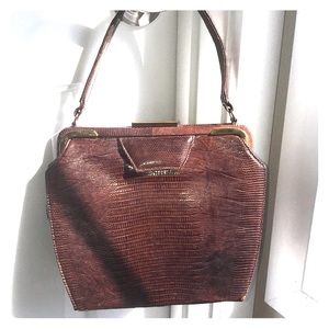 Vintage brown women’s purse crocodile pattern